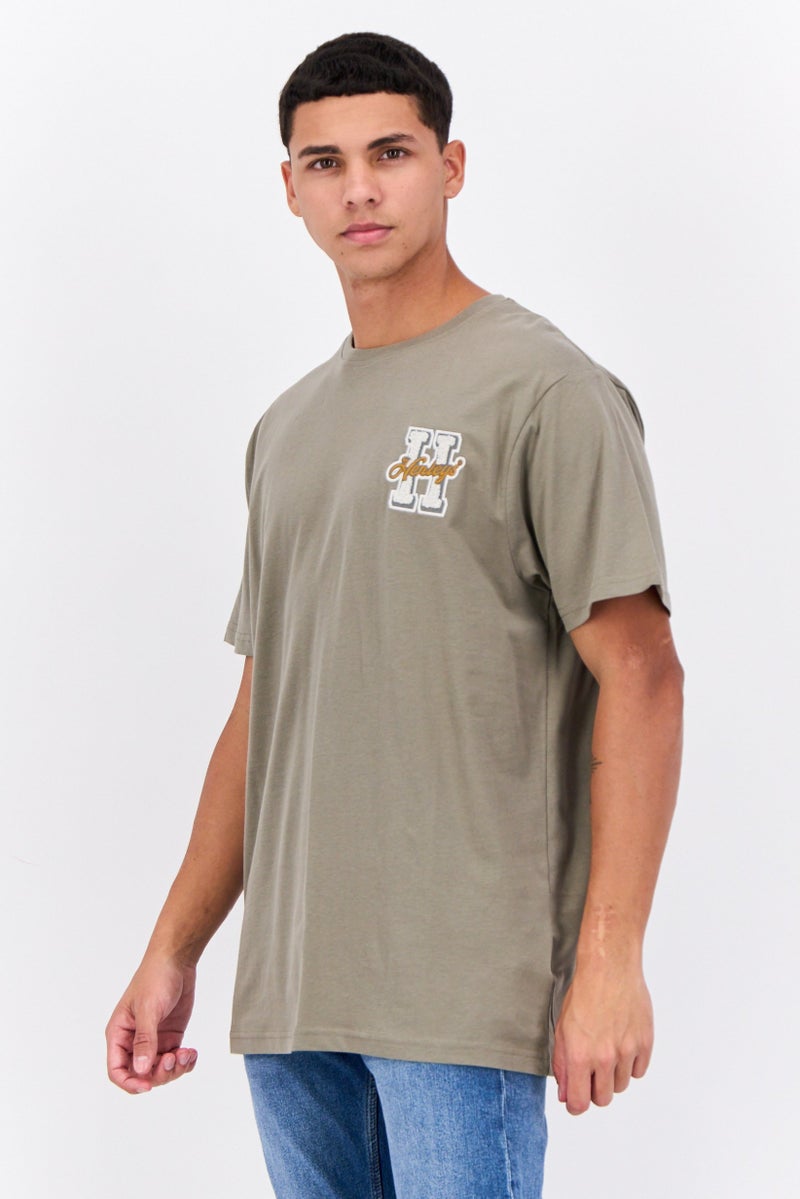 Henleys Men Crew Neck Short Sleeves Brand Logo T-Shirt, Dusty Olive - Image 2